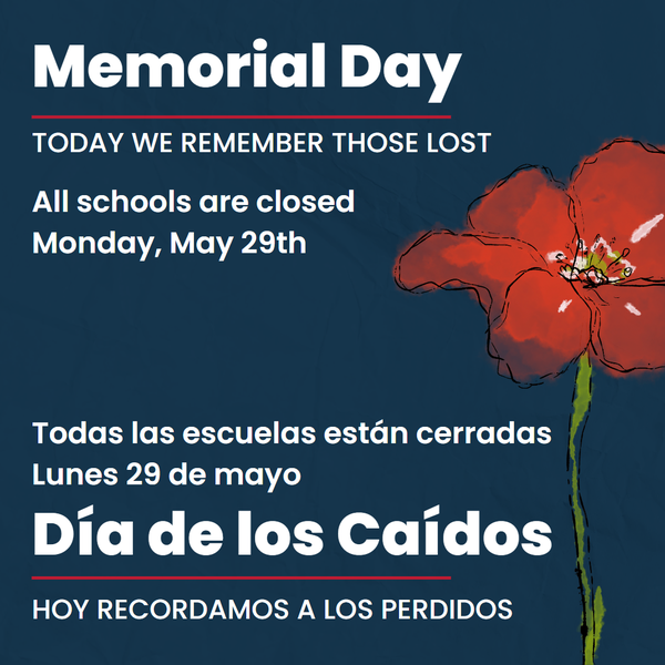 Memorial Day 2023, All Schools Closed on Monday May 29th